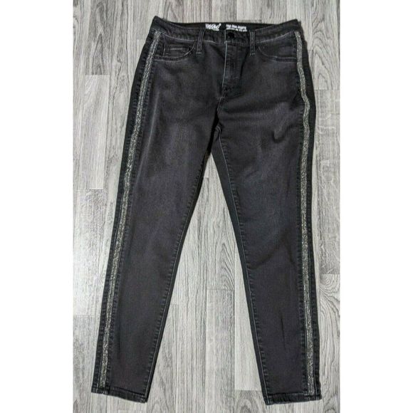 Mossimo Denim Women Size 8 / 29 High Rise Stretch Beaded Black Denim Jeggings - Picture 1 of 9